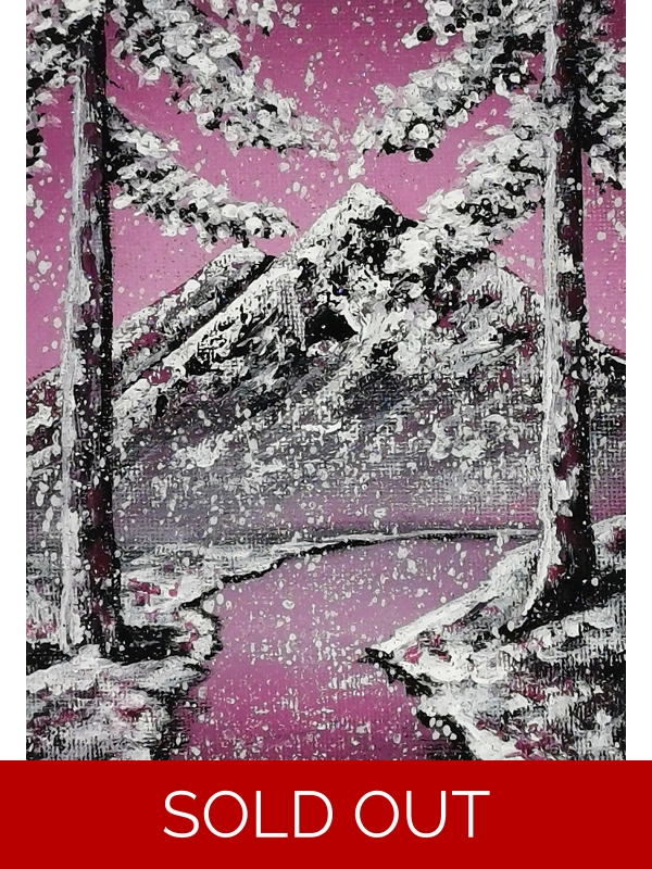 Burgundy Winter, Original Acrylic Painting